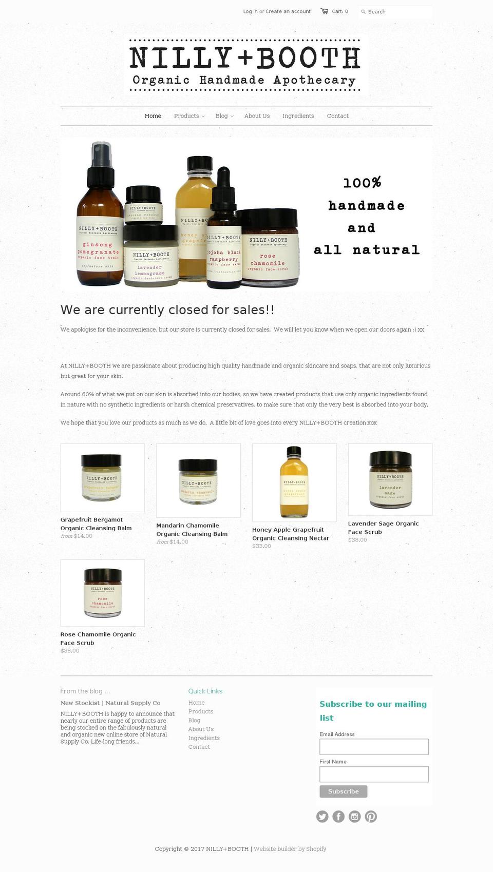 nillyandbooth.com shopify website screenshot