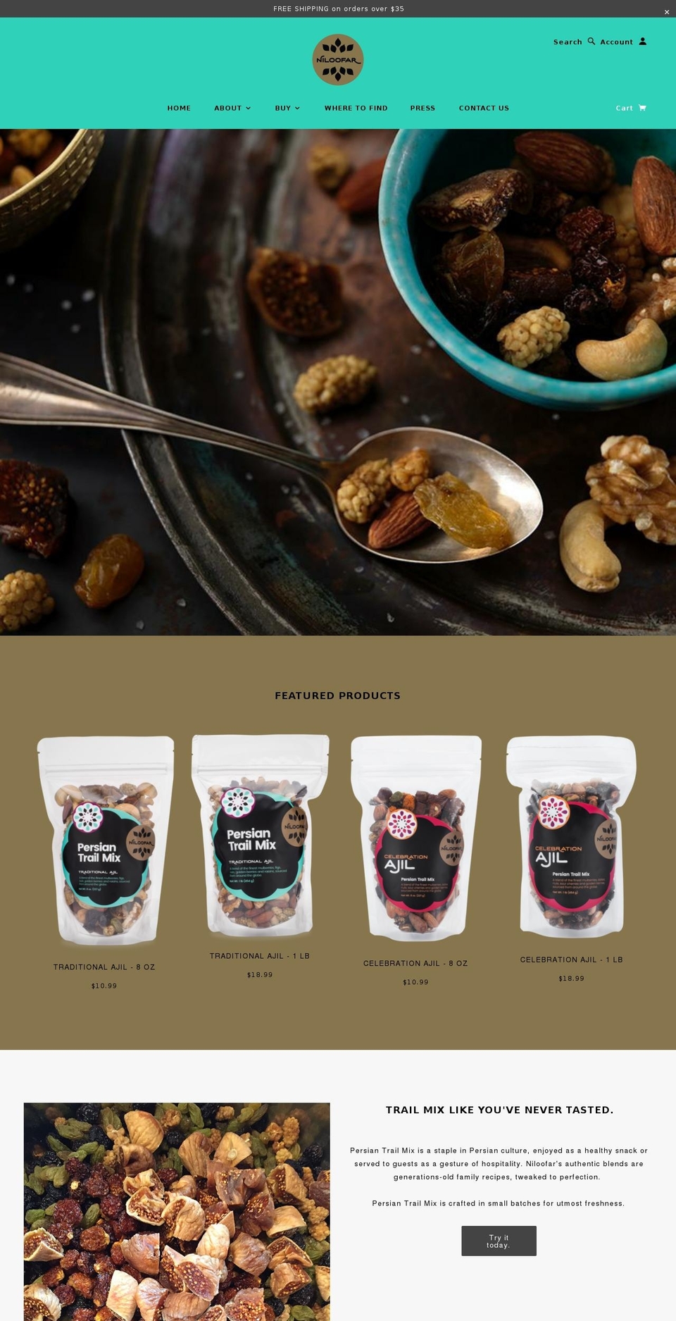 niloofarmix.com shopify website screenshot