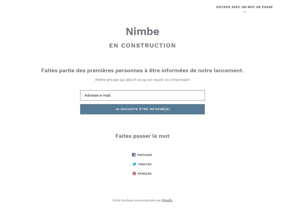 nimbe.fr shopify website screenshot