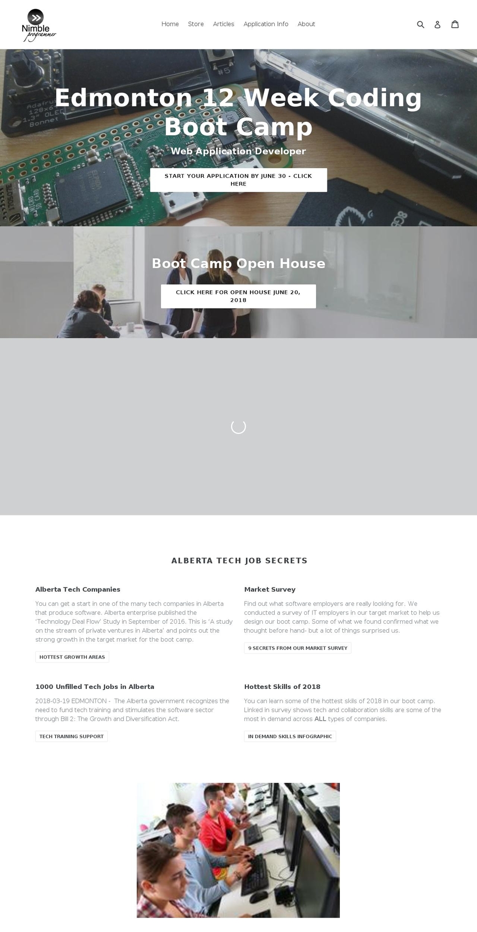 nimbleprogrammer.com — Shopify storefront screenshot