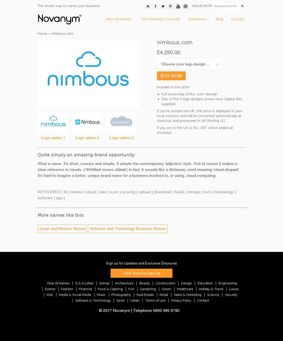 nimbous.com shopify website screenshot