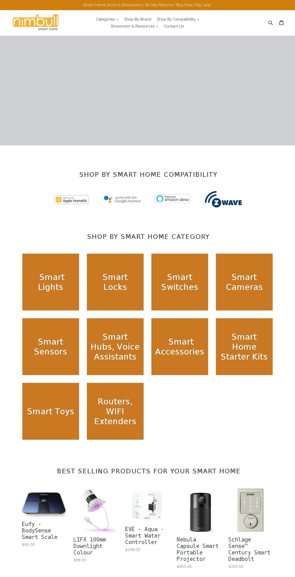 nimbullsmarthome.com.au shopify website screenshot