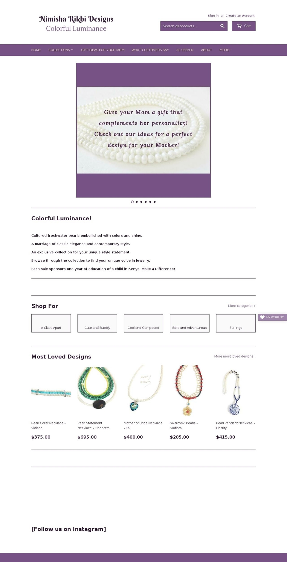 nimisharikhidesigns.com — Shopify storefront screenshot