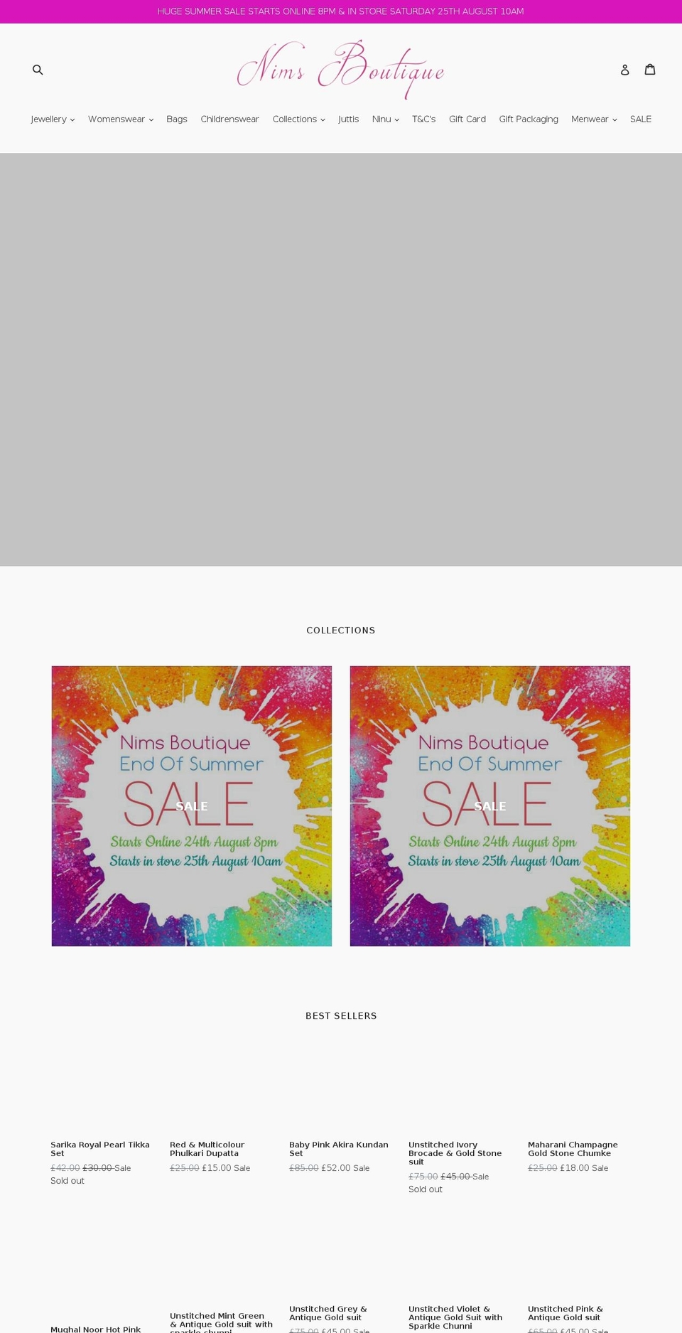 nimsboutique.com shopify website screenshot