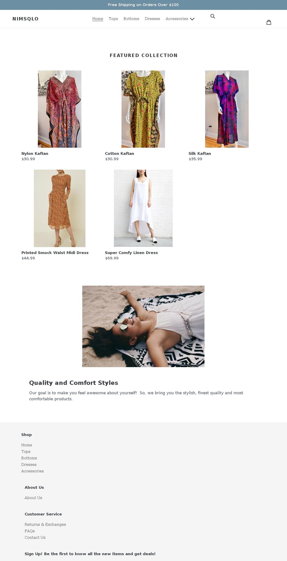 nimsqlo.com shopify website screenshot