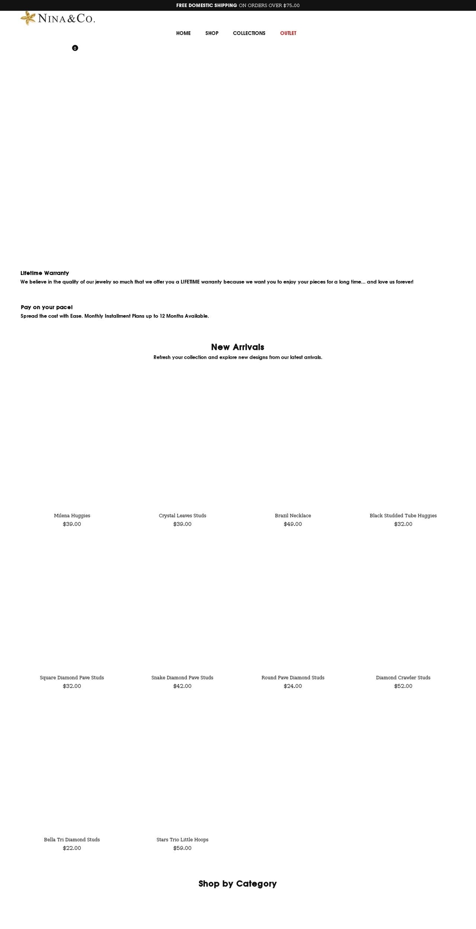 nina-and-co.com shopify website screenshot