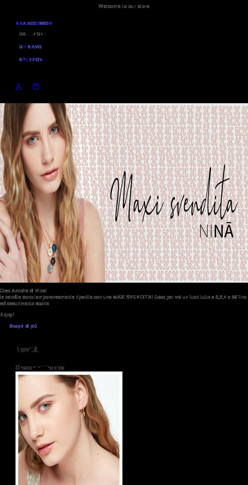 ninaaccessori.com shopify website screenshot