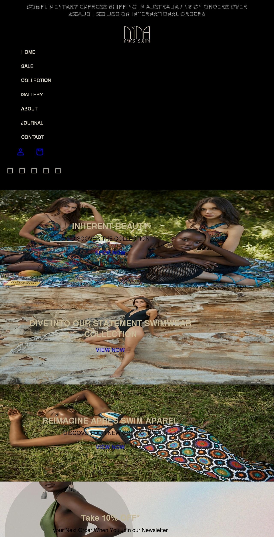 ninaapresswim.com shopify website screenshot