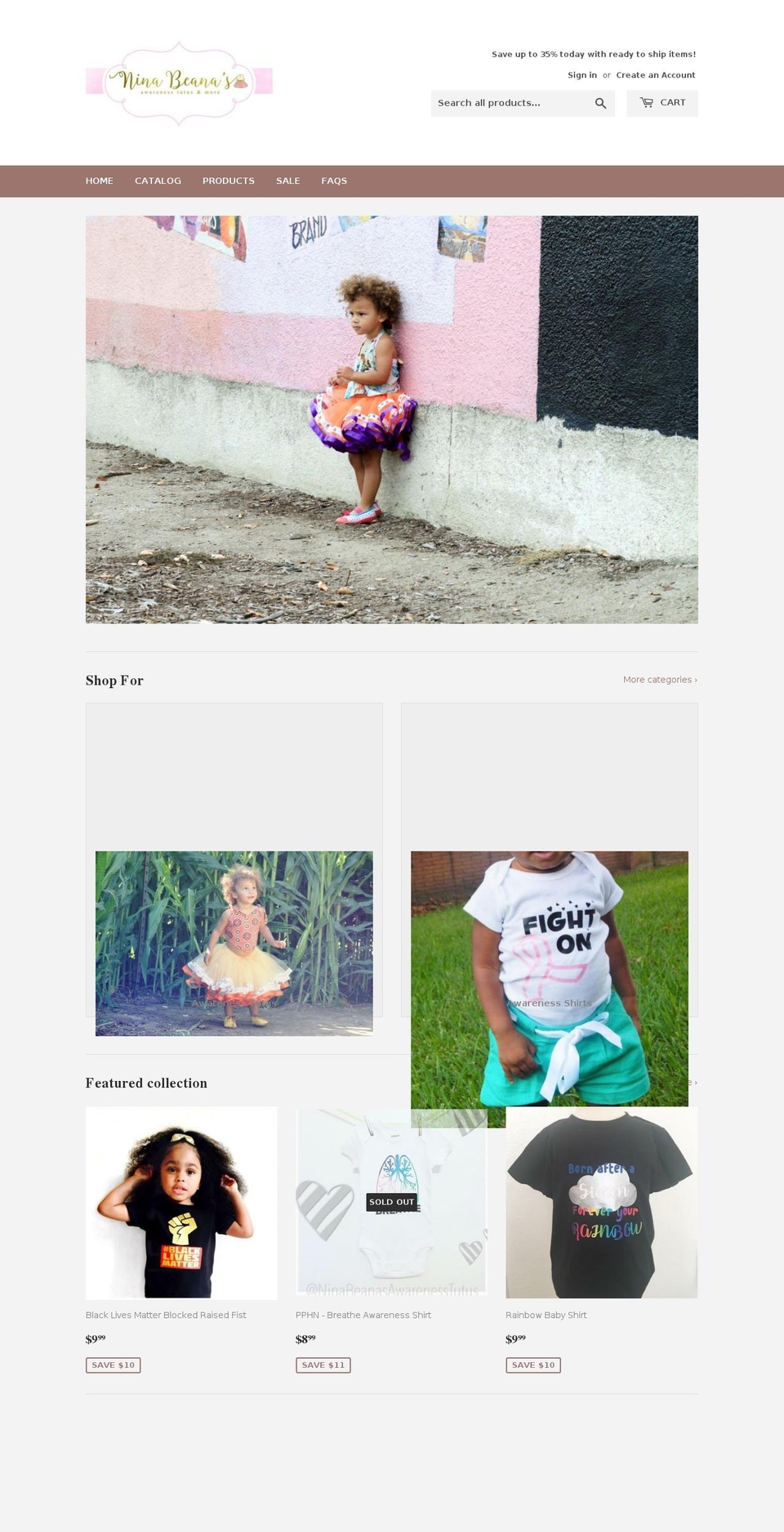 ninabeanasawarenesstutus.com — Shopify storefront screenshot
