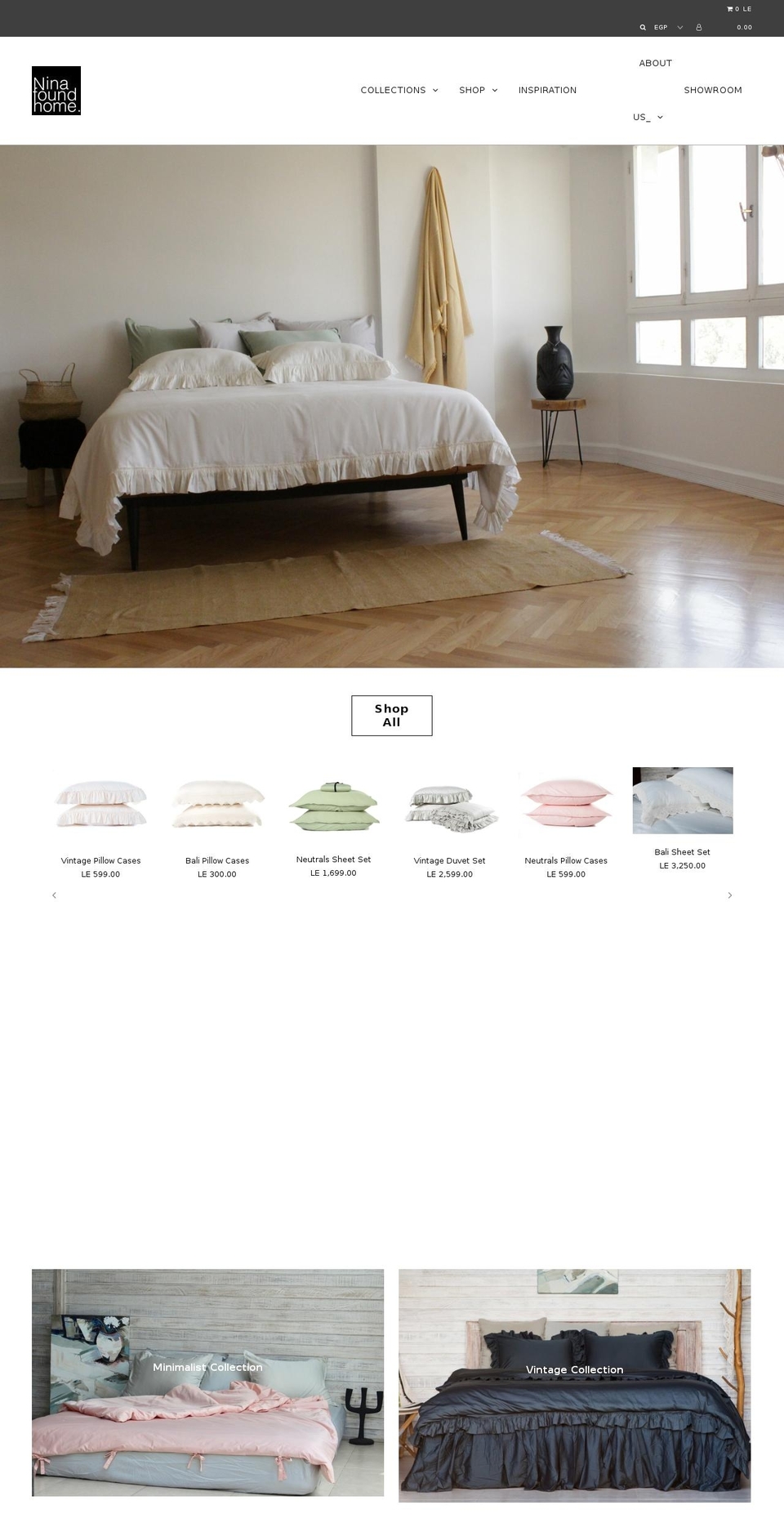ninafoundhome.com — Shopify storefront screenshot