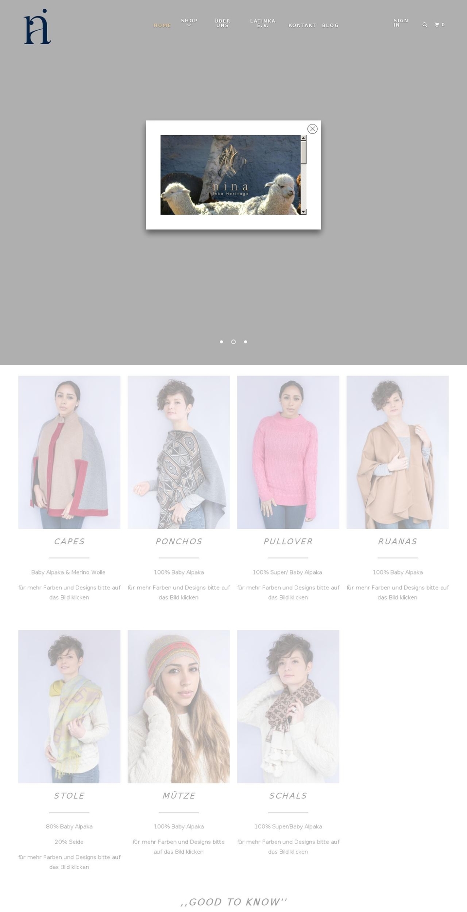 ninainka.com — Shopify storefront screenshot