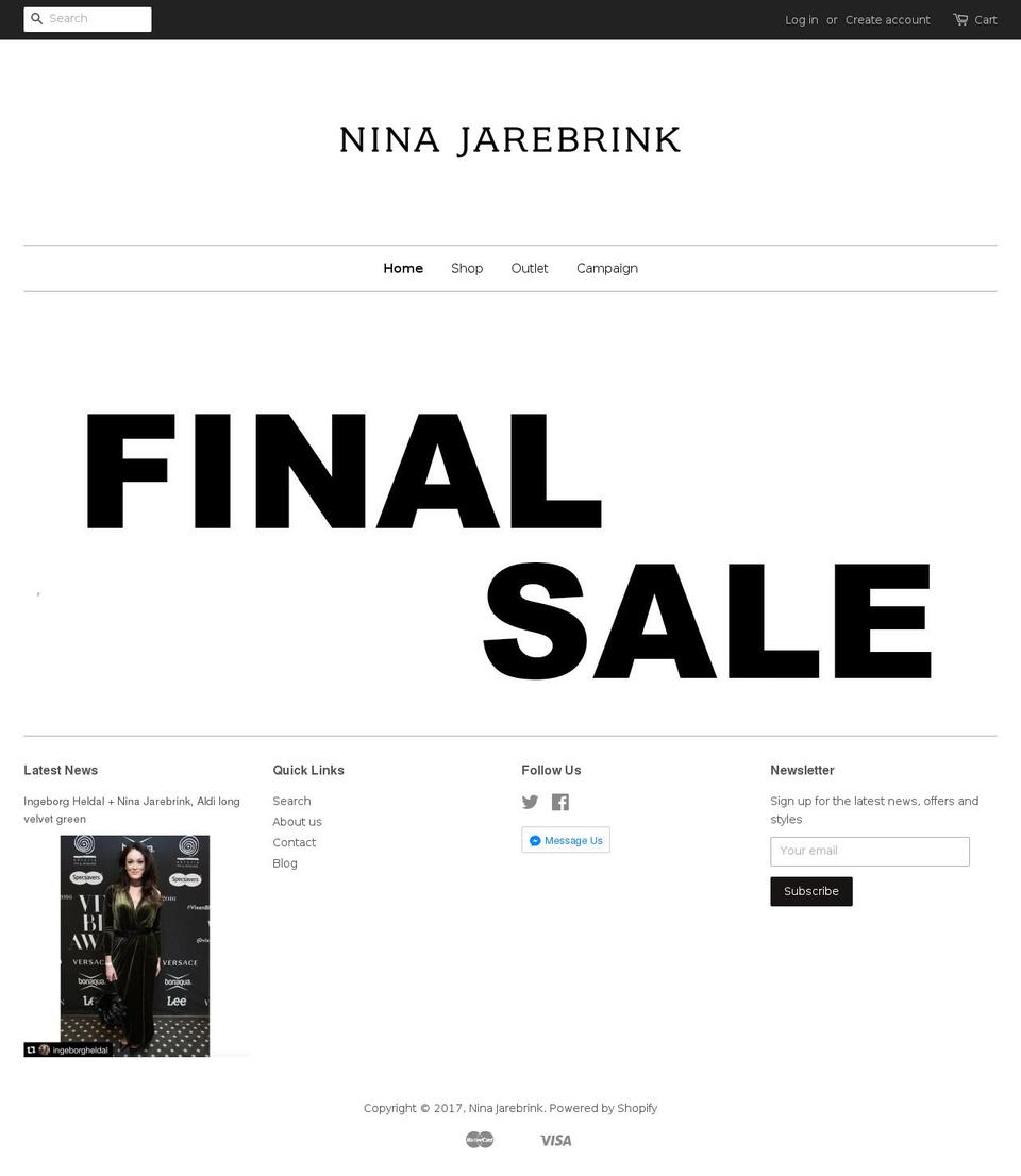 ninajarebrink.com shopify website screenshot