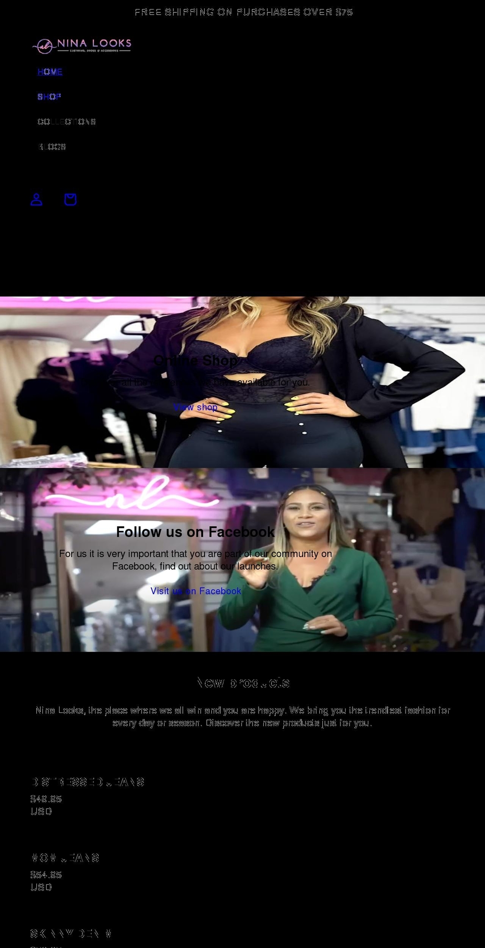 ninalooks.com shopify website screenshot