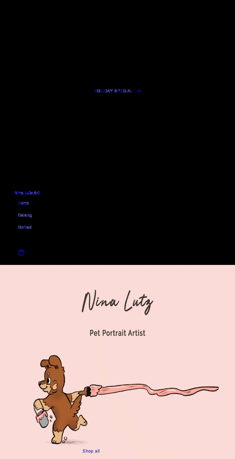 ninalutzart.com shopify website screenshot
