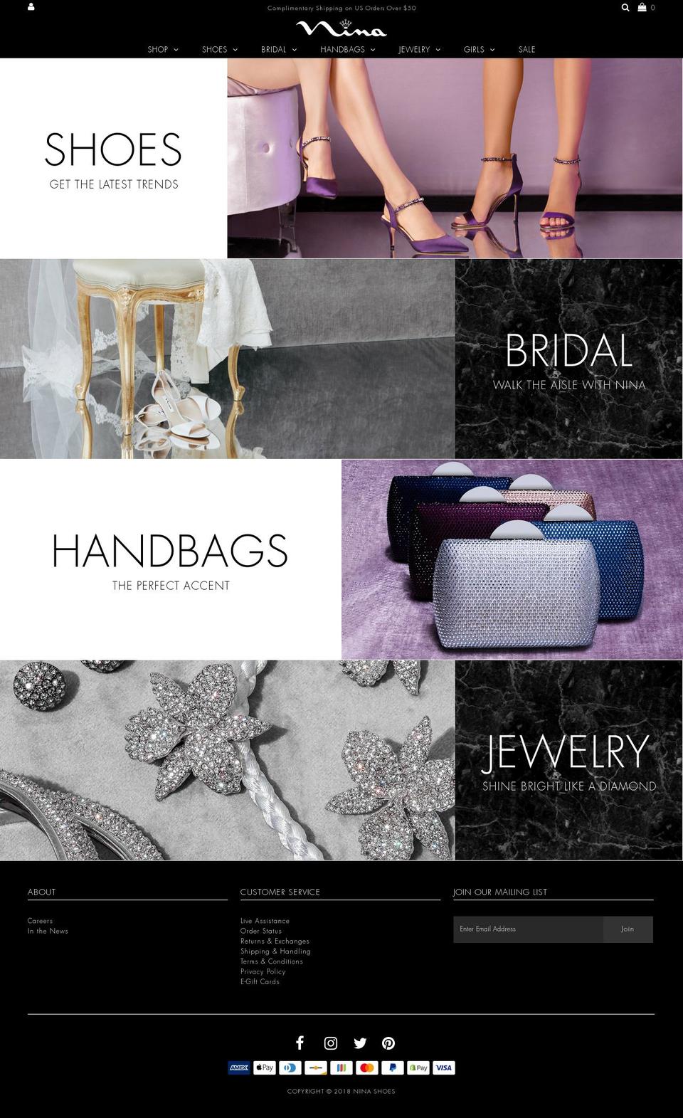 ninaoriginals.com — Shopify storefront screenshot