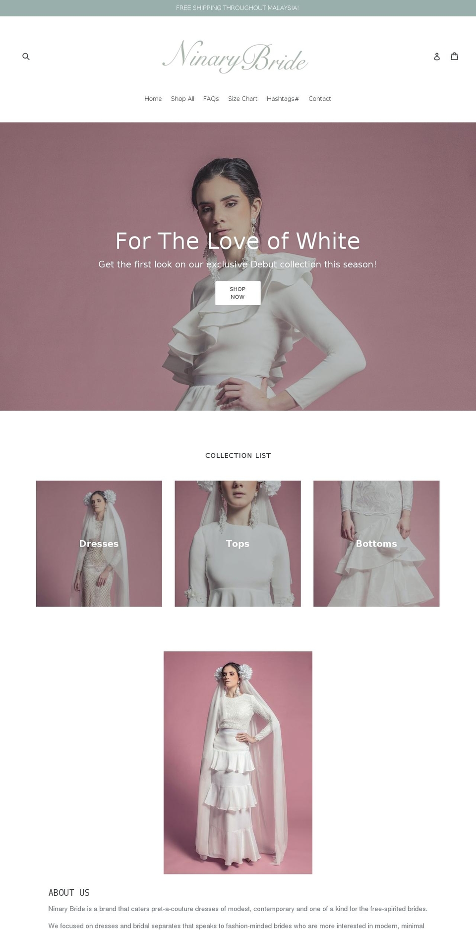 ninarybride.com — Shopify storefront screenshot