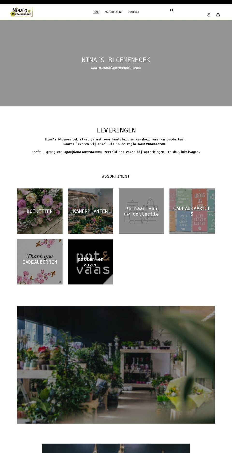 ninasbloemenhoek.shop shopify website screenshot