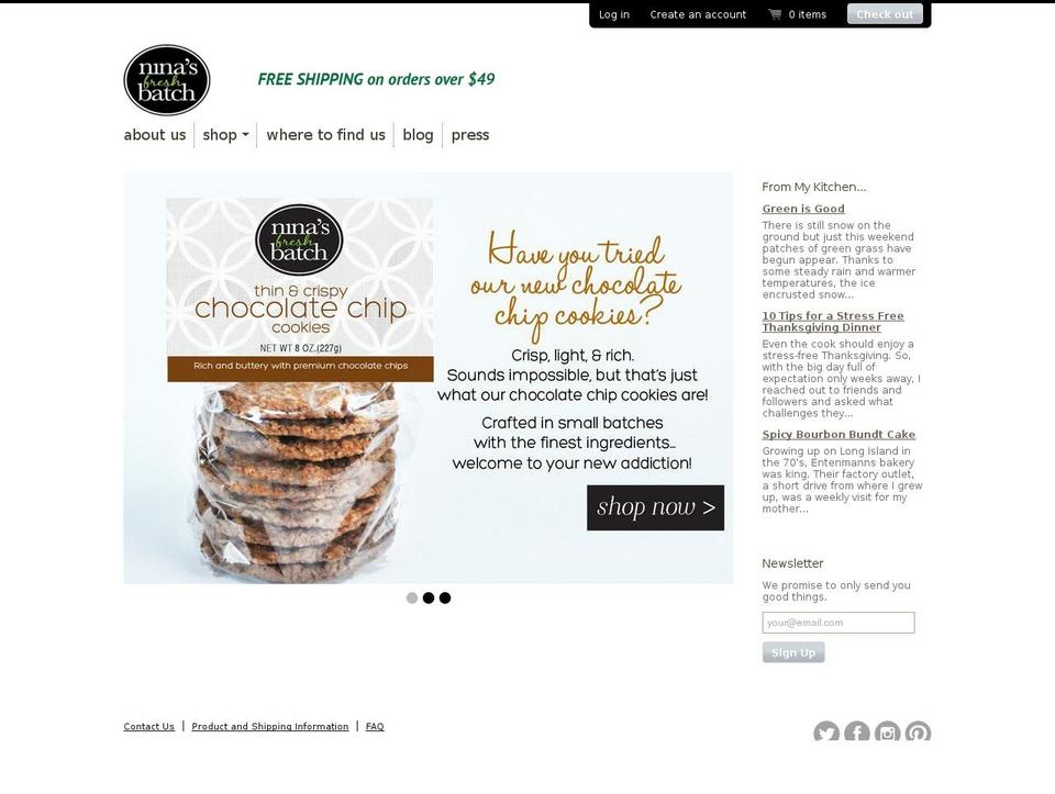 ninasfreshbaked.com — Shopify storefront screenshot
