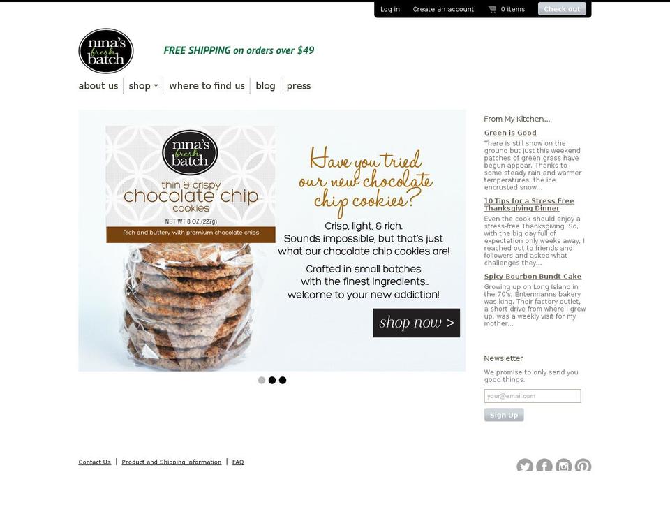 ninasfreshbatch.com shopify website screenshot