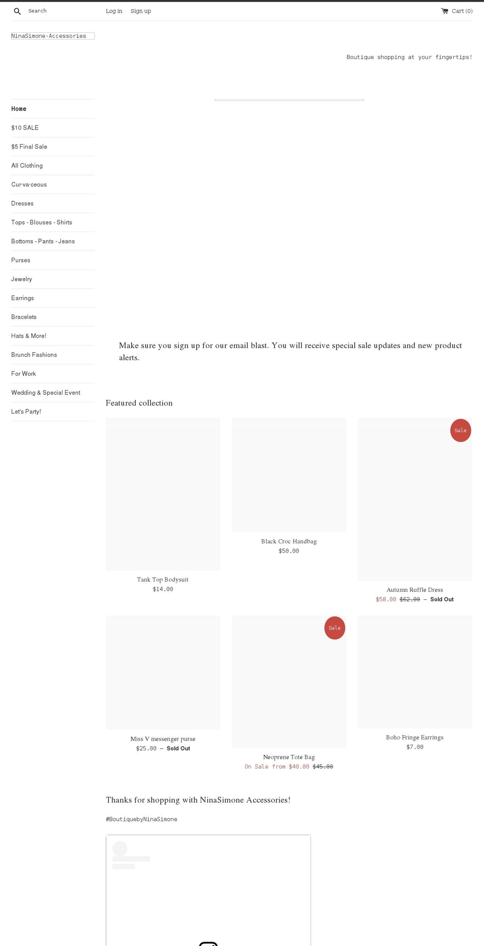 ninasimoneaccessories.net shopify website screenshot
