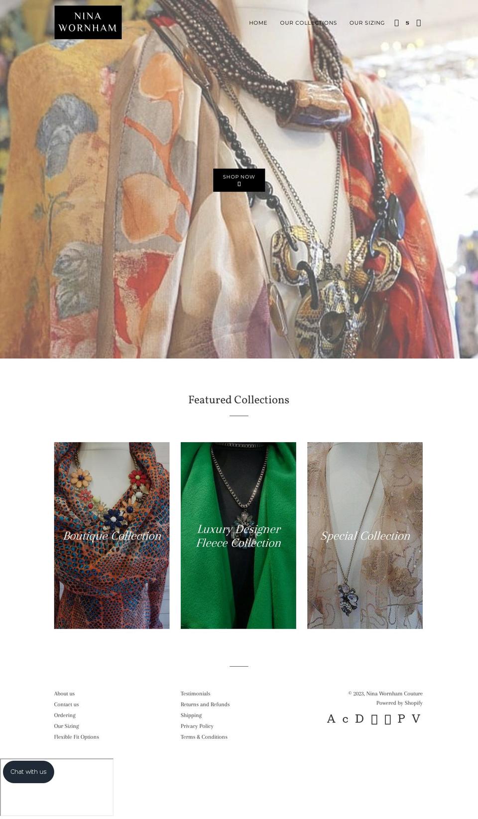 ninawornham.uk shopify website screenshot