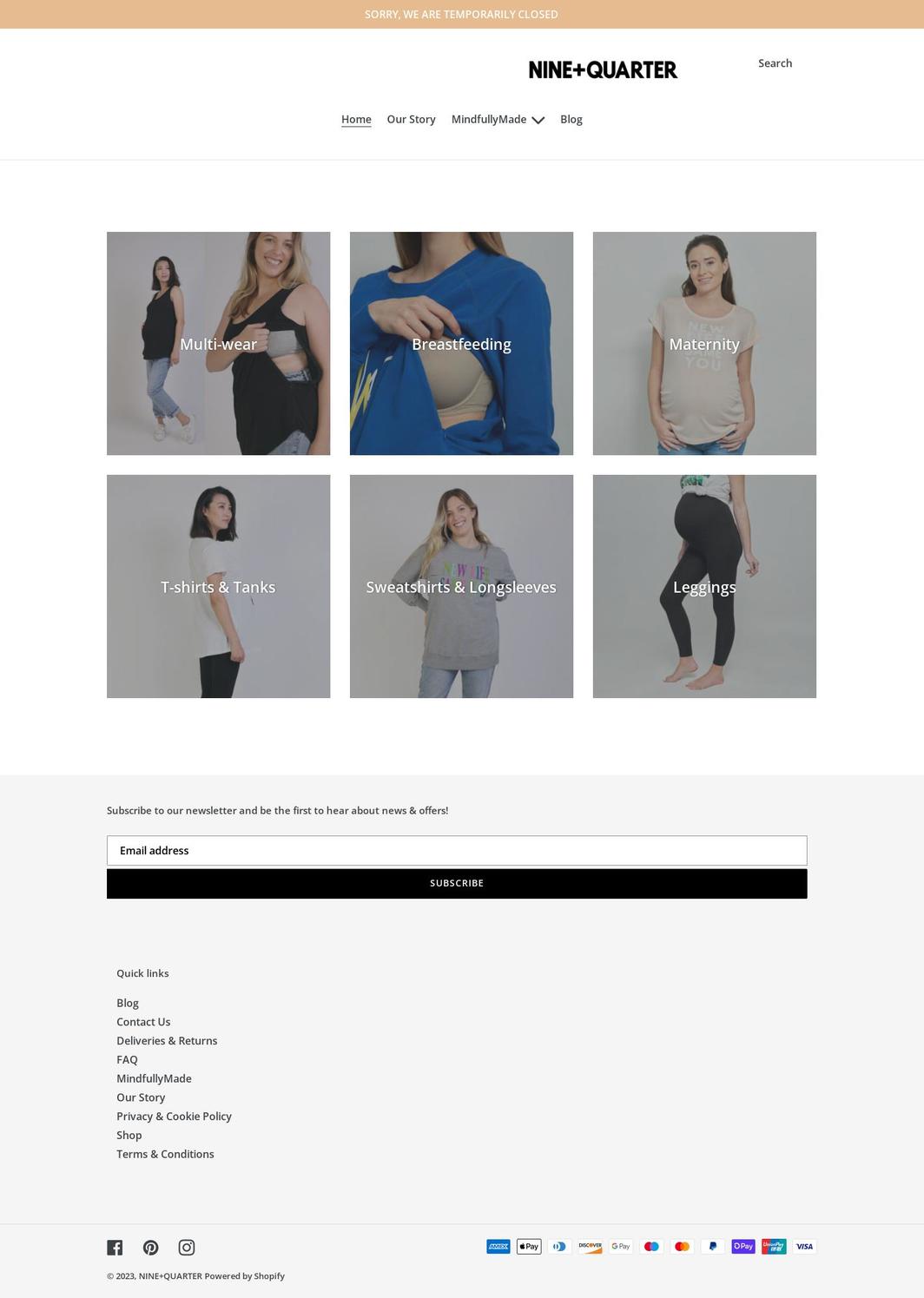 nine-and-quarter.co.uk shopify website screenshot