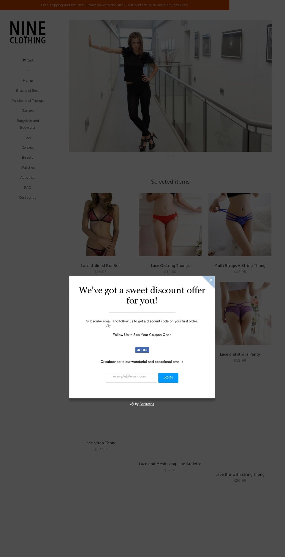 nine-clothing.com — Shopify storefront screenshot