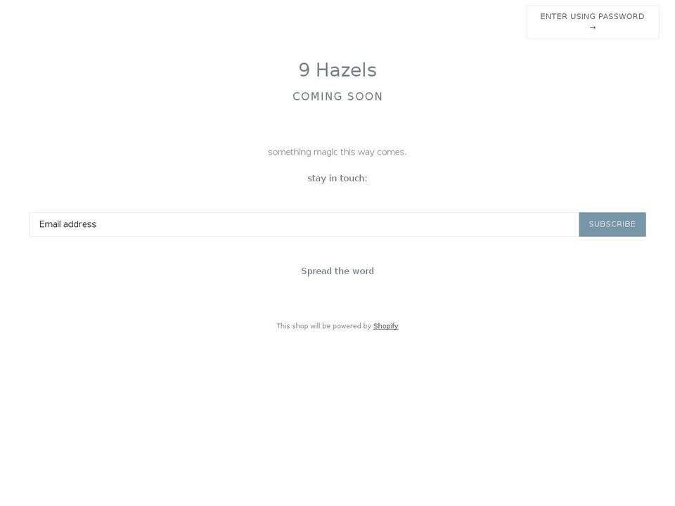 nine-hazels.com — Shopify storefront screenshot