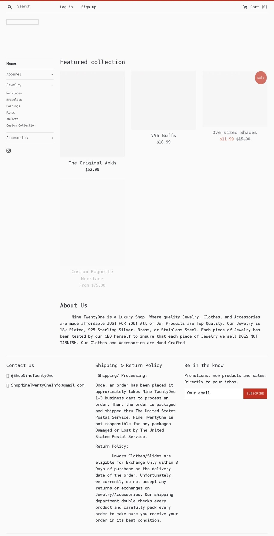 nine-twentyone.com shopify website screenshot