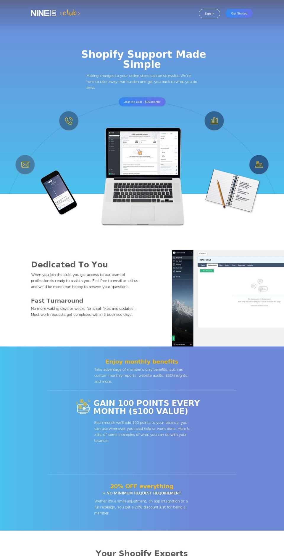 nine15club.com — Shopify storefront screenshot