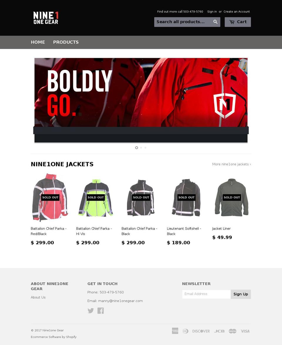 nine1onegear.com shopify website screenshot