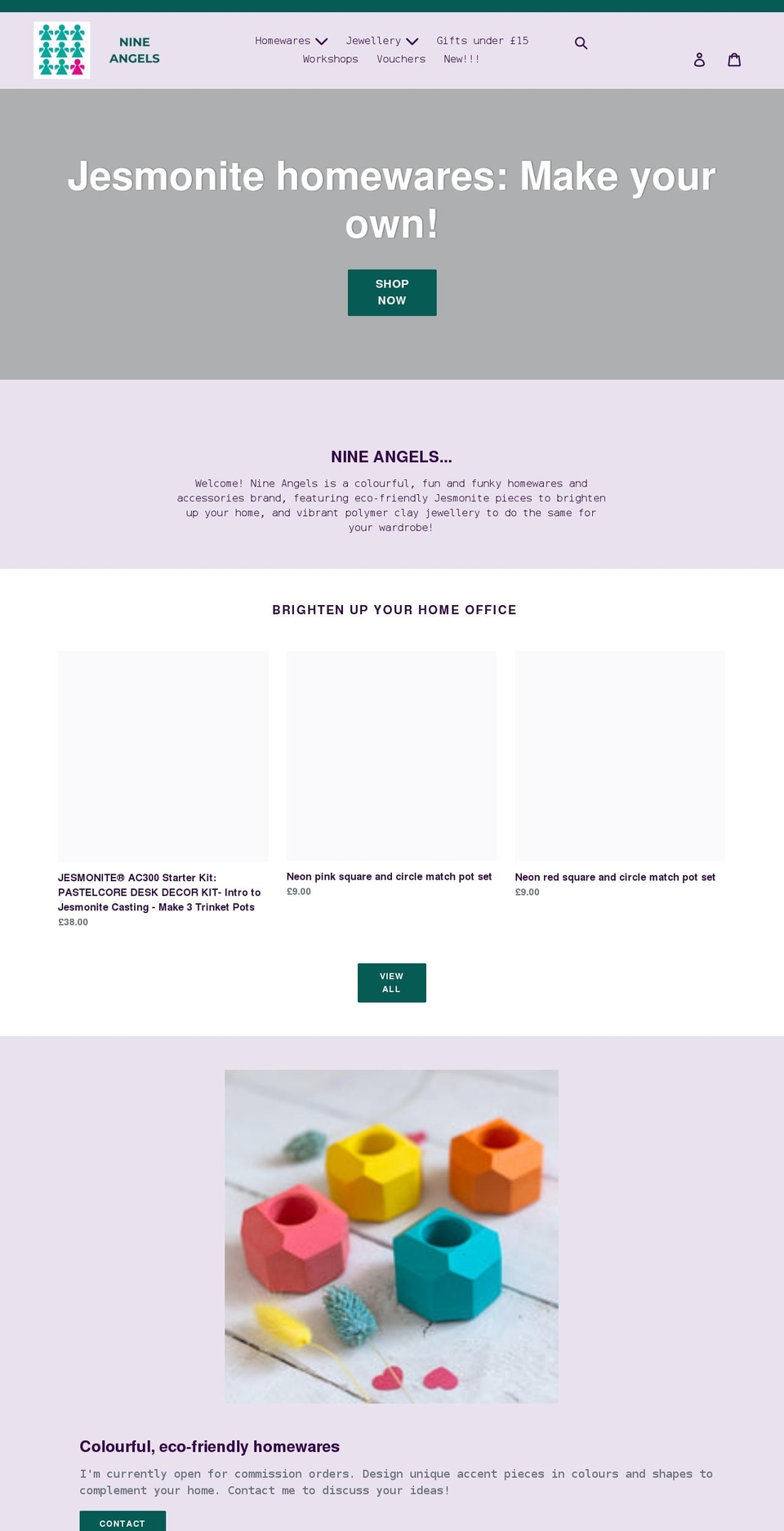 nineangels.co.uk shopify website screenshot
