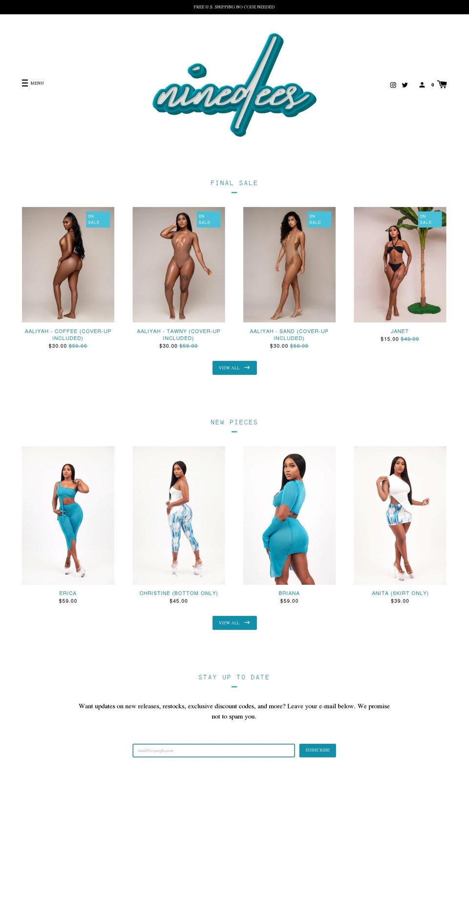 ninedees.com shopify website screenshot