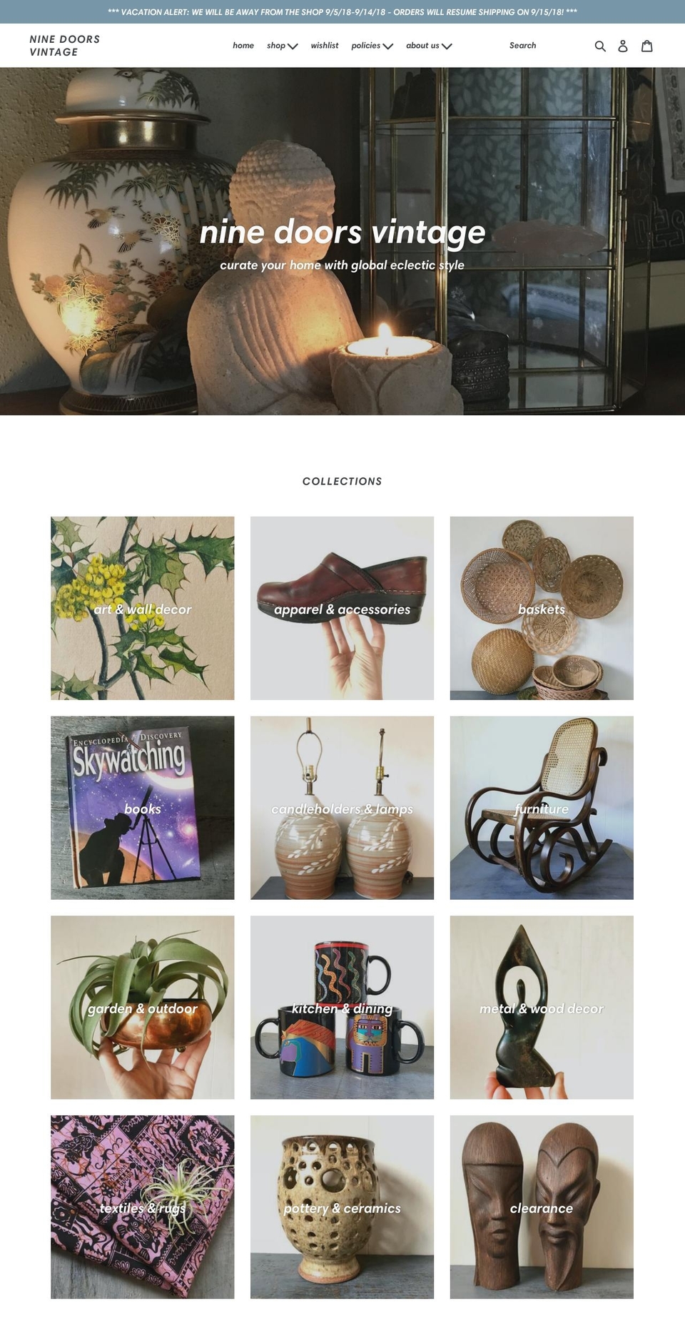 ninedoorsvintage.com — Shopify storefront screenshot