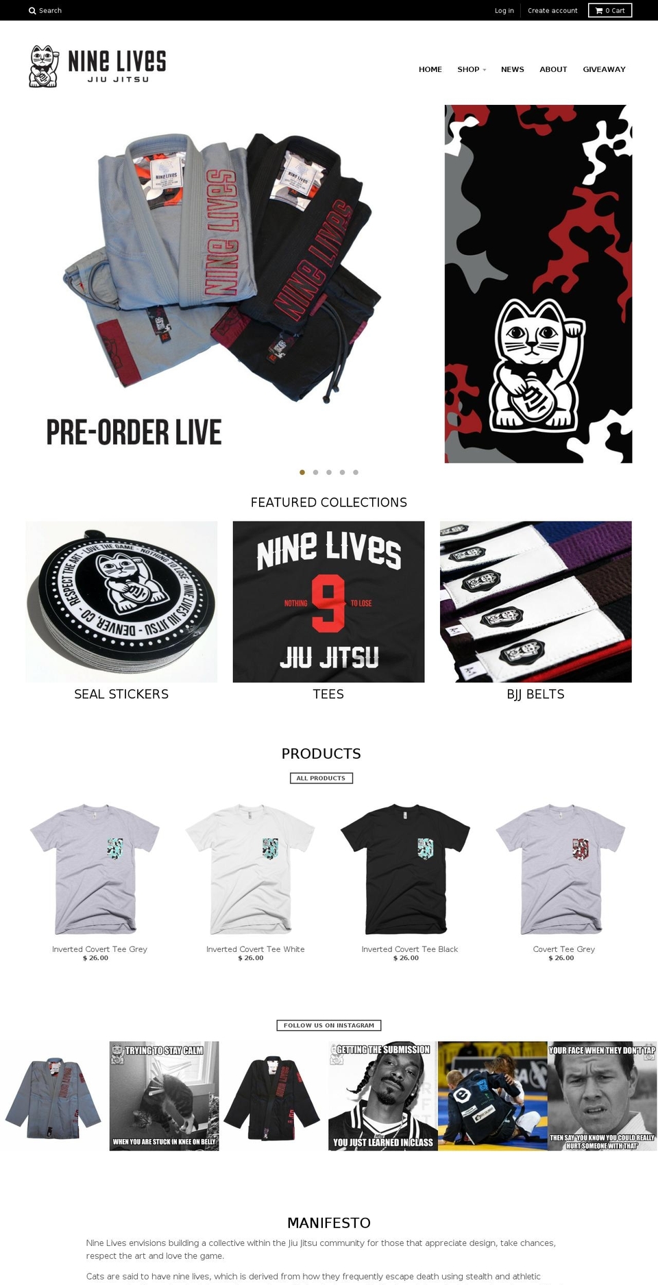 ninelivesbjj.com shopify website screenshot