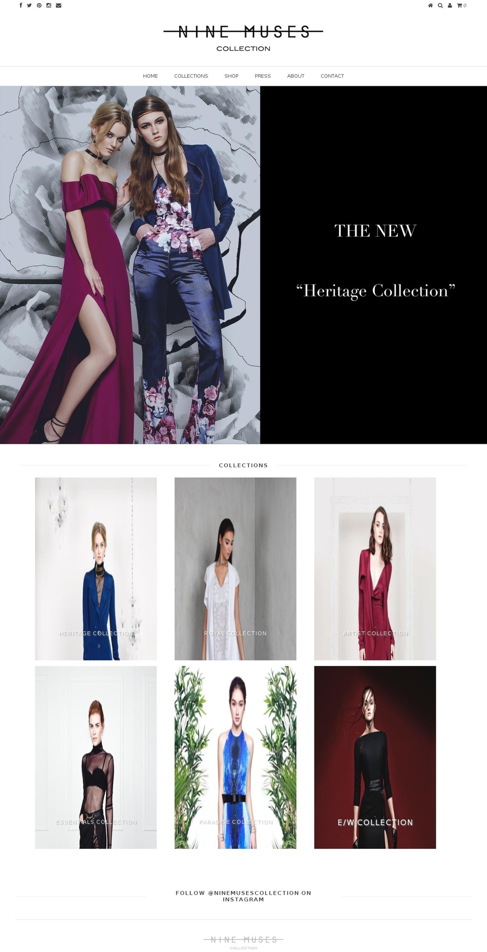 ninemusescollection.com shopify website screenshot