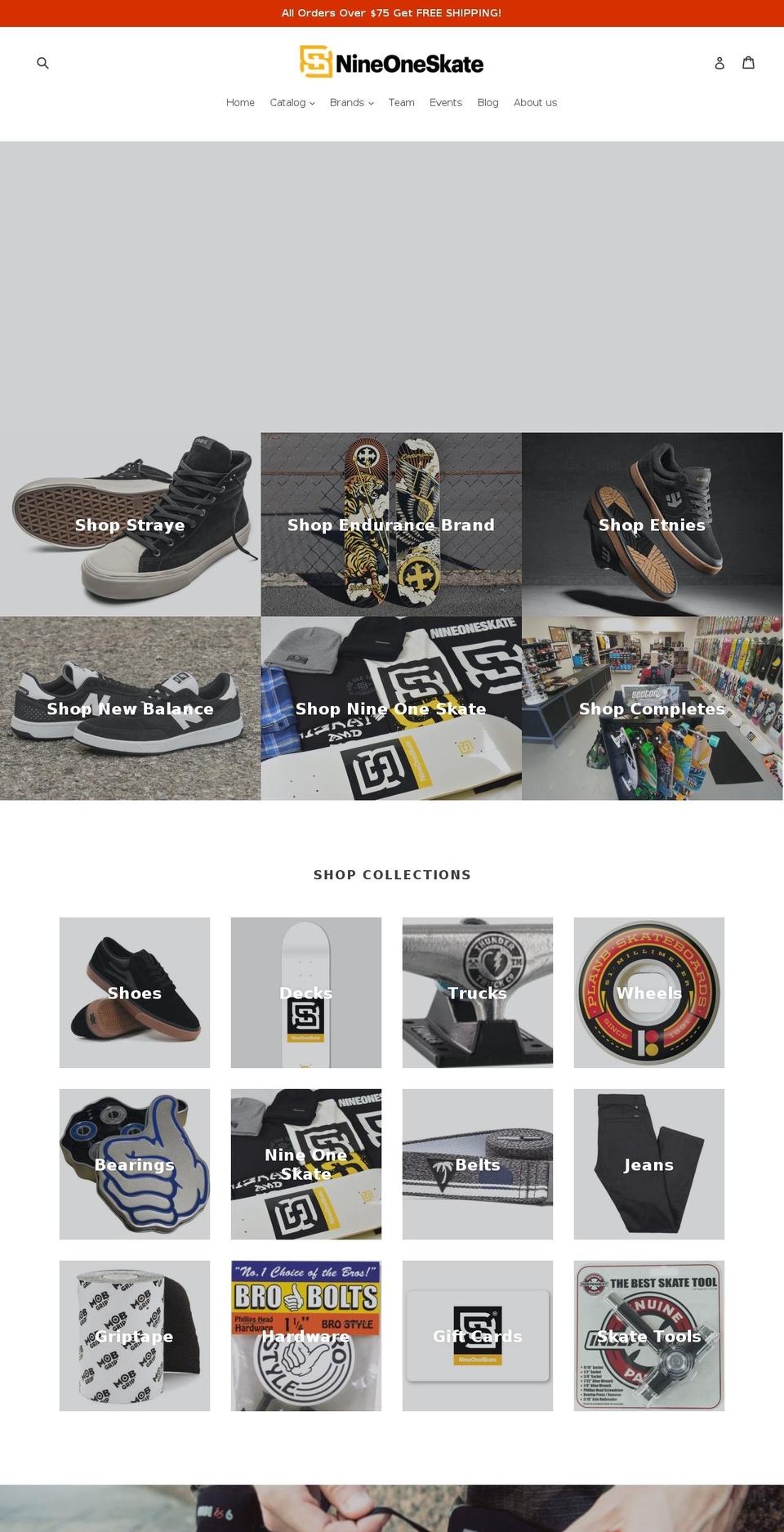 nineoneskateco.com shopify website screenshot