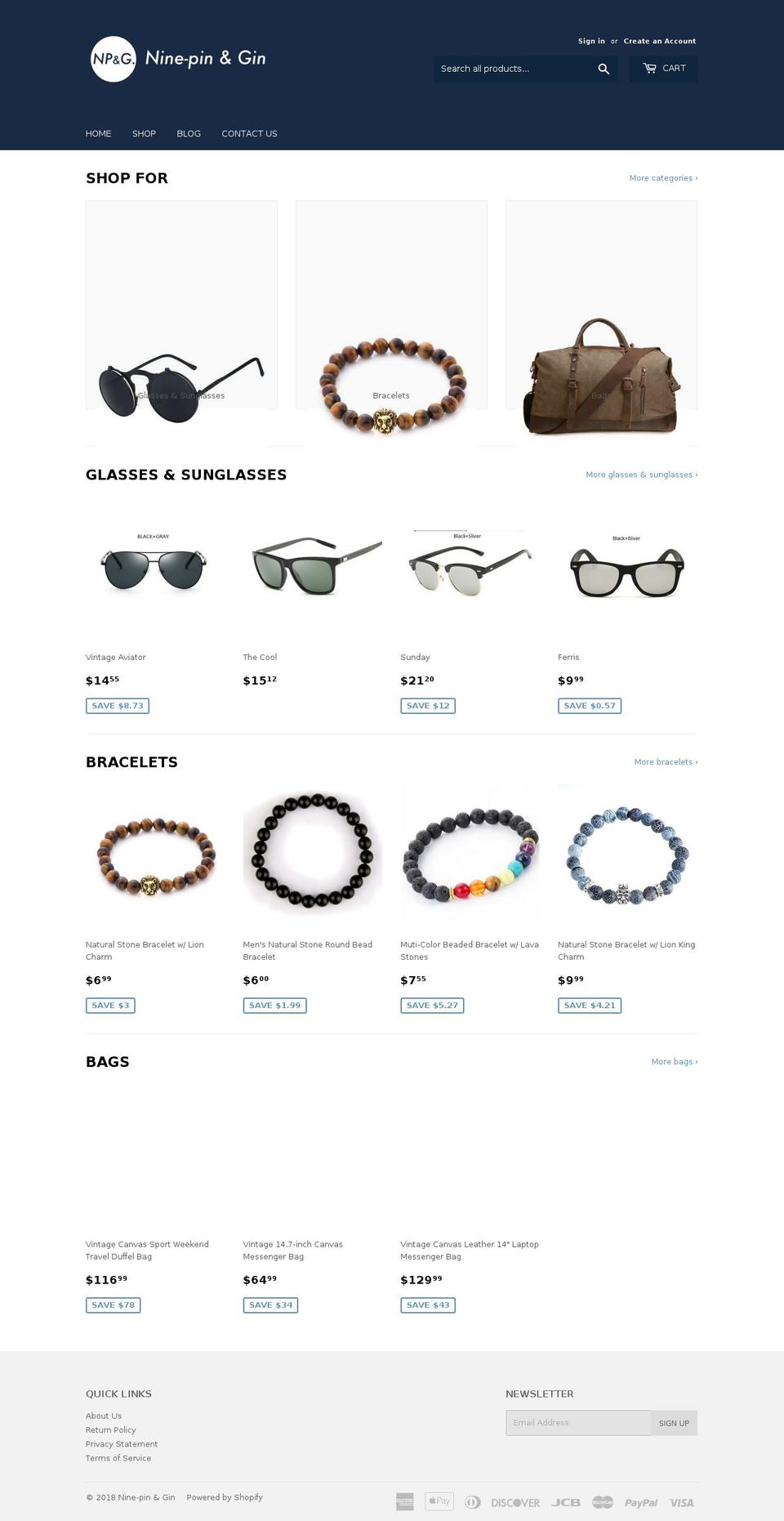 ninepingin.com — Shopify storefront screenshot