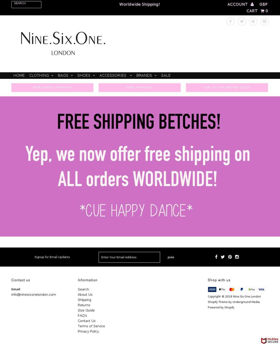 ninesixonelondon.com — Shopify storefront screenshot