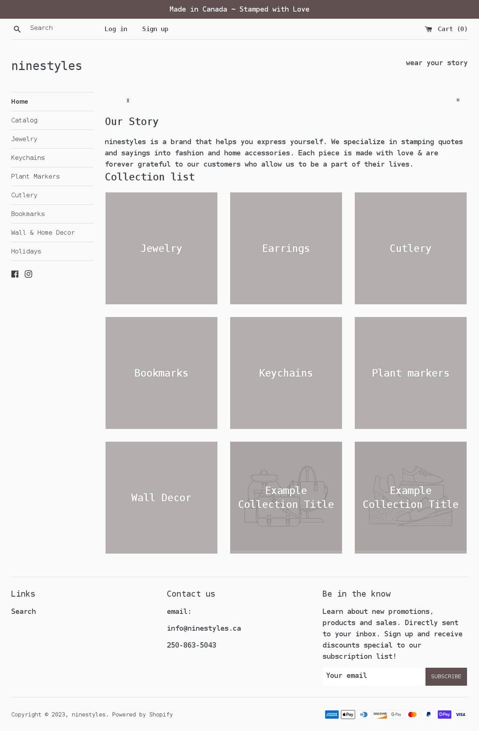 ninestyles.ca shopify website screenshot
