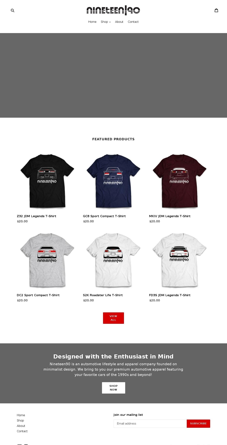 nineteen90.com — Shopify storefront screenshot