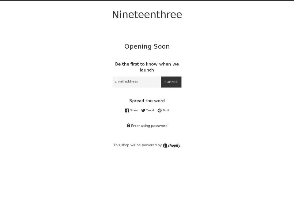 nineteenthree.com shopify website screenshot