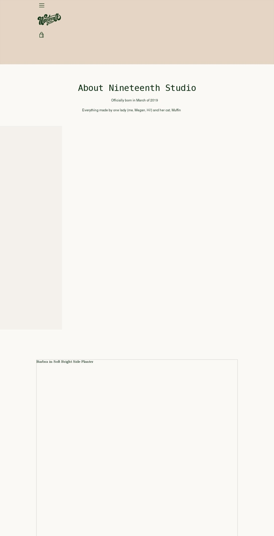 nineteenthstudio.com shopify website screenshot