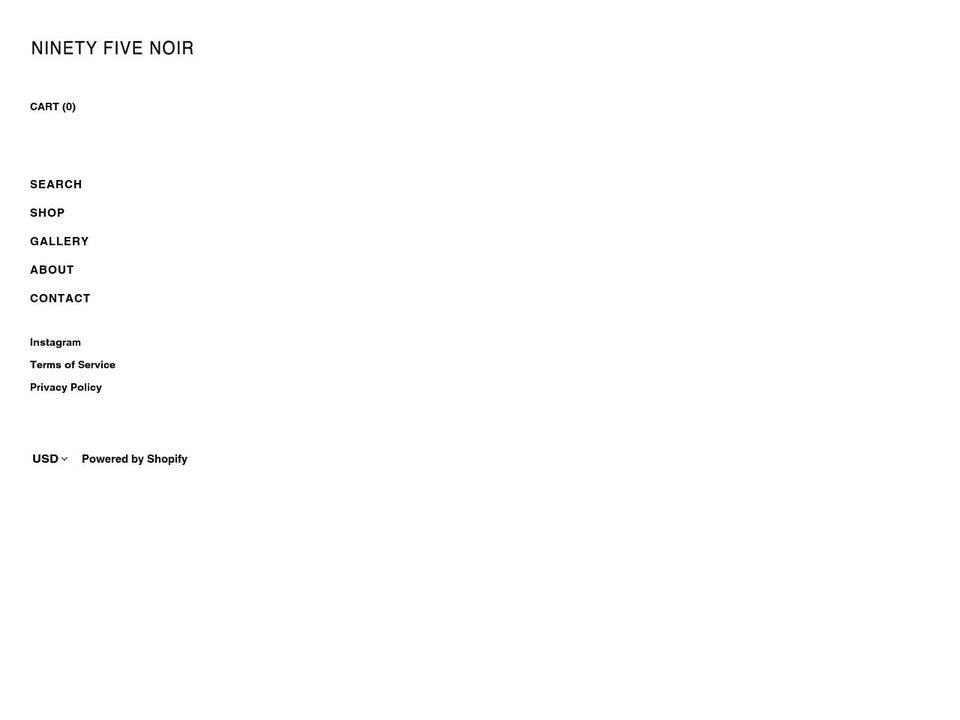 ninetyfivenoir.com shopify website screenshot