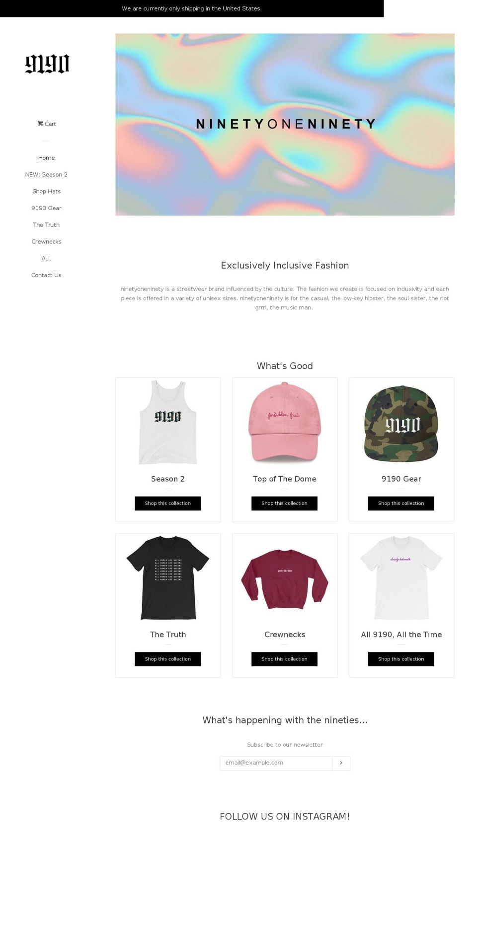 ninetyoneninety.com — Shopify storefront screenshot