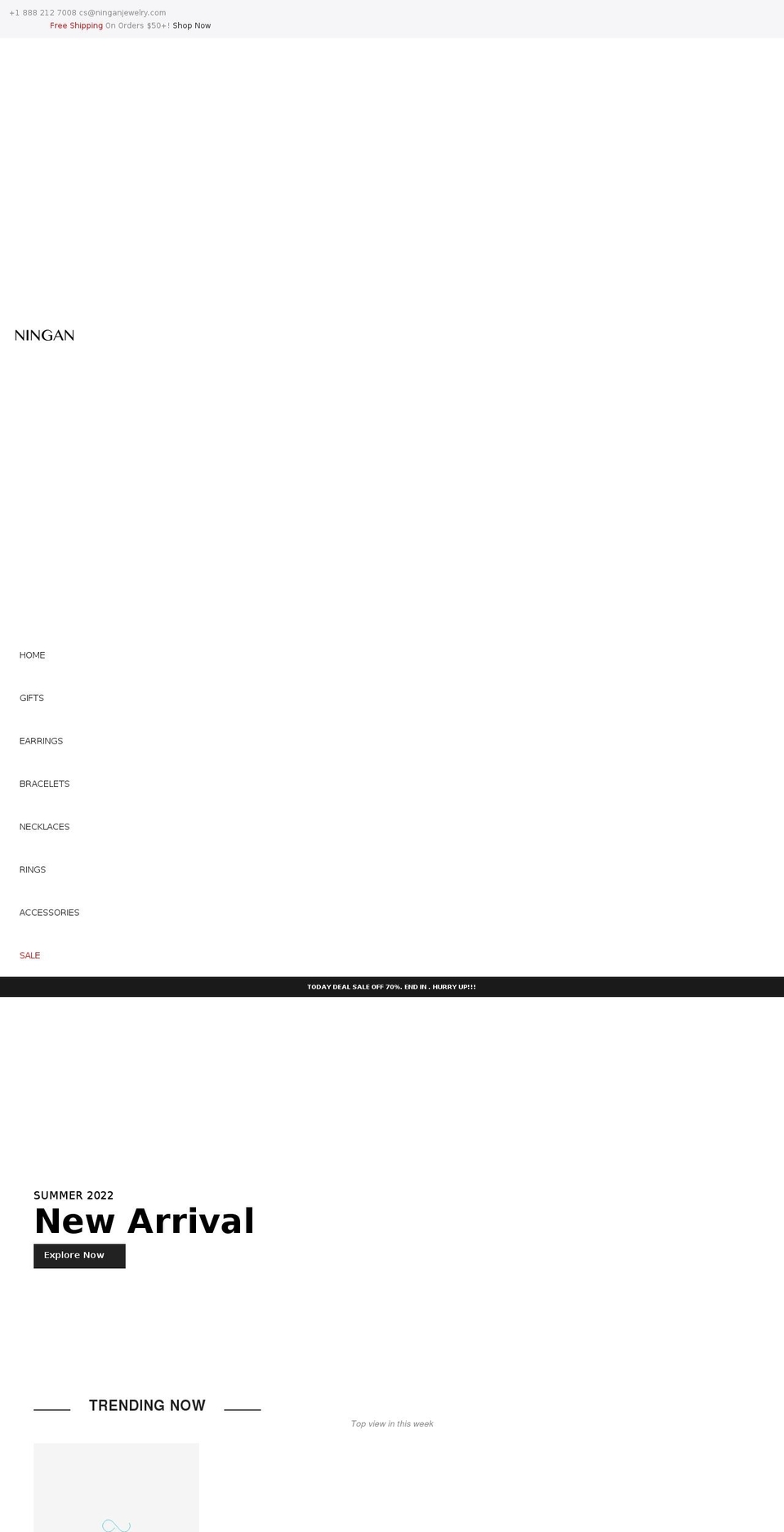 ninganjewelry.com shopify website screenshot
