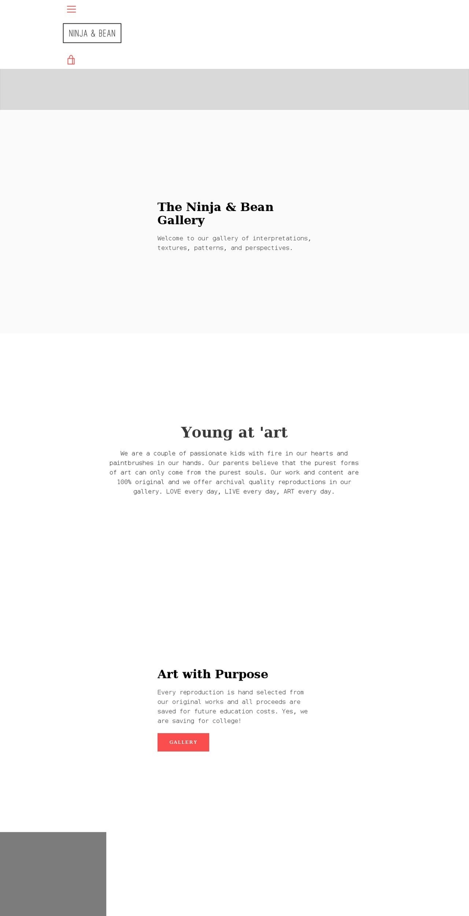 ninjaandbean.com shopify website screenshot