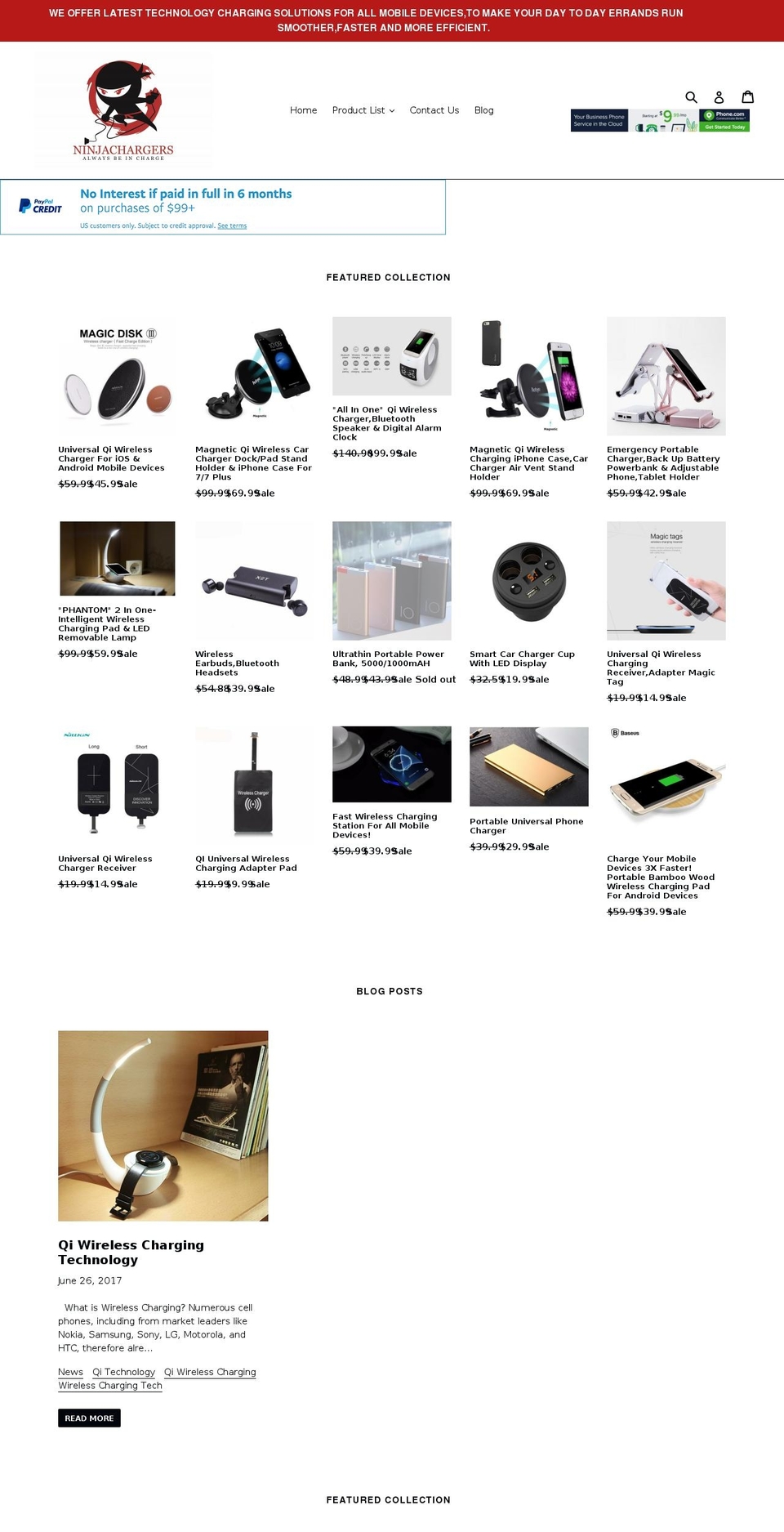 ninjachargers.com — Shopify storefront screenshot