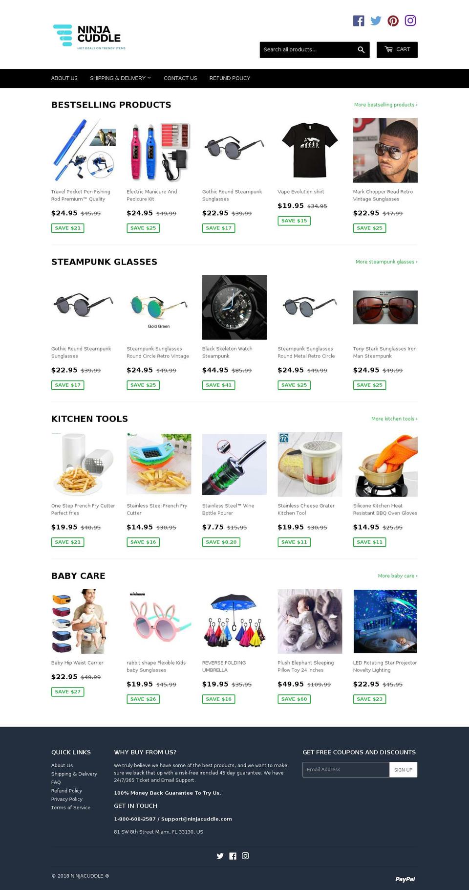 ninjacuddle.com shopify website screenshot