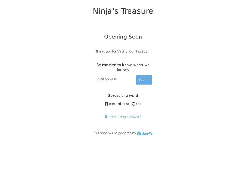 ninjastreasure.com — Shopify storefront screenshot